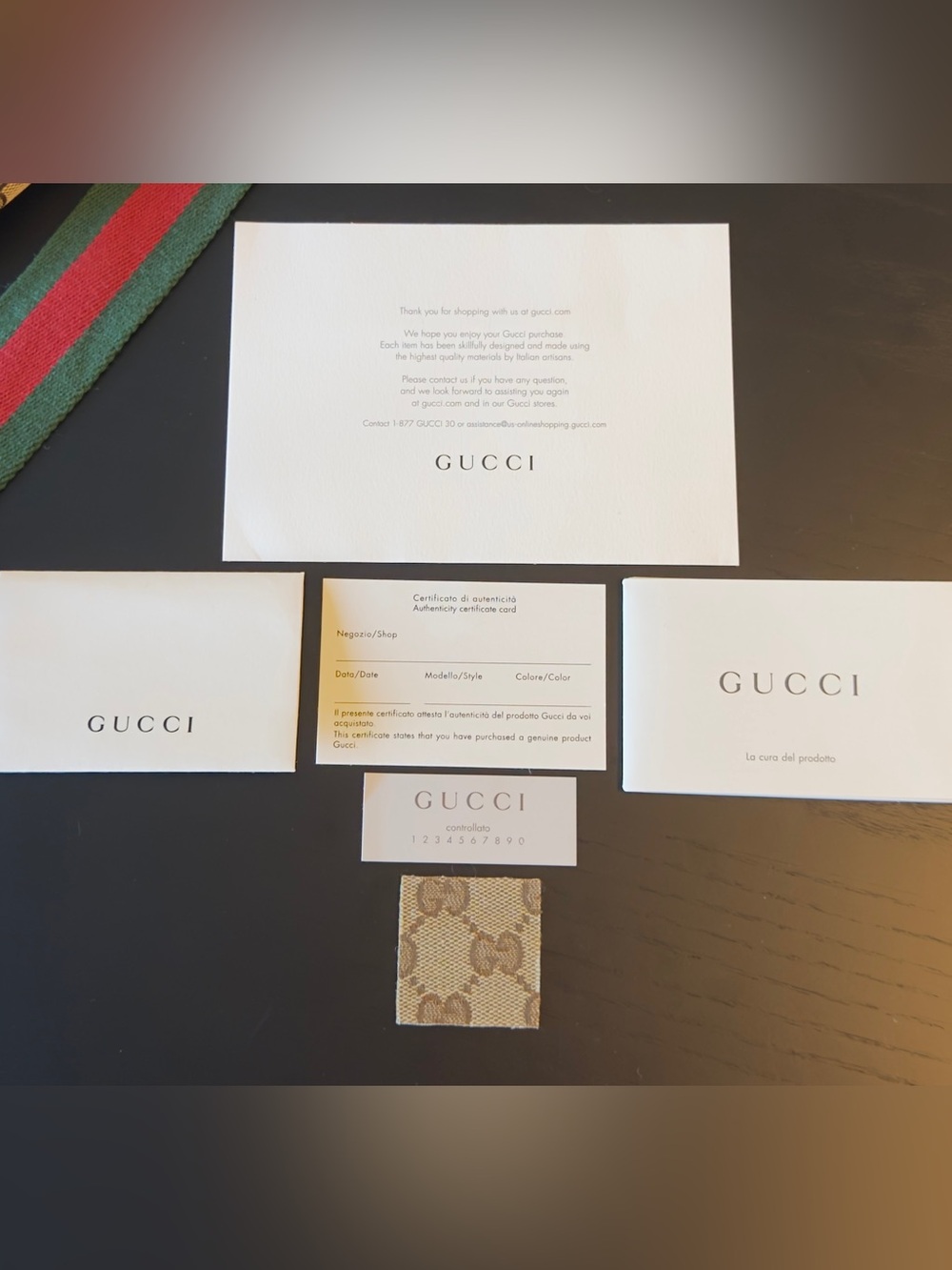Gucci Beige/Brown Monogram Saddle Bag with Red and Green Web Strap - Picture 10 of 13